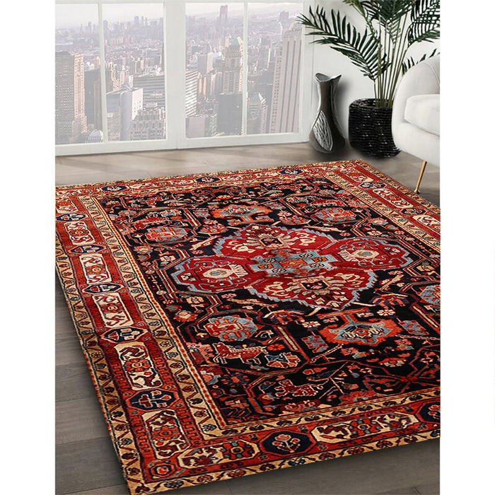 Traditional Crimson Red Persian Rug in Family Room, tr197