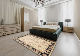 Traditional Dark Almond Brown Persian Rug in a Bedroom, tr1981