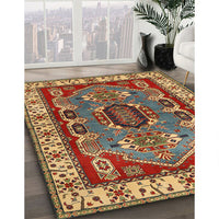 Traditional Fire Brick Red Geometric Rug, tr1987