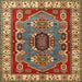 Square Traditional Fire Brick Red Geometric Rug, tr1987