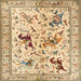 Square Traditional Brown Gold Animal Rug, tr1989