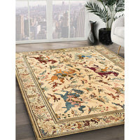 Traditional Brown Gold Animal Rug, tr1989