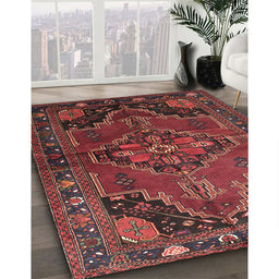 Traditional Chestnut Brown Persian Rug in Family Room, tr198