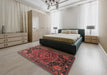 Traditional Chestnut Brown Persian Rug in a Bedroom, tr198