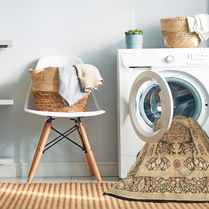 Machine Washable Traditional Sienna Brown Rug in a Washing Machine, wshtr1990