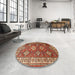 Round Traditional Brown Persian Rug in a Office, tr1991