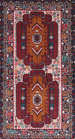 Machine Washable Traditional Saffron Red Rug, wshtr1994