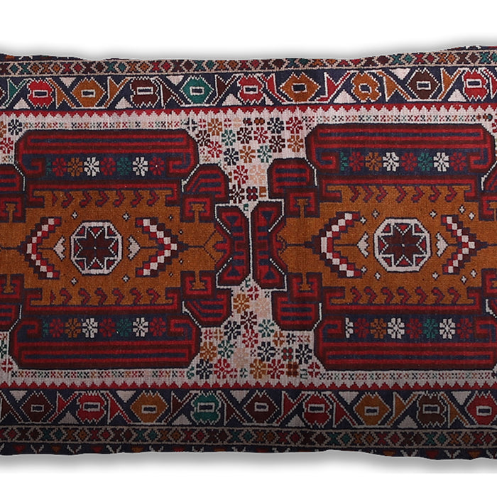 Traditional Classic Rectangular Saffron Red Lumbar Throw Pillow, 13 inch by 19 inch, lbtr1994