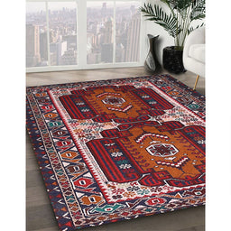 Machine Washable Traditional Saffron Red Rug in a Family Room, wshtr1994