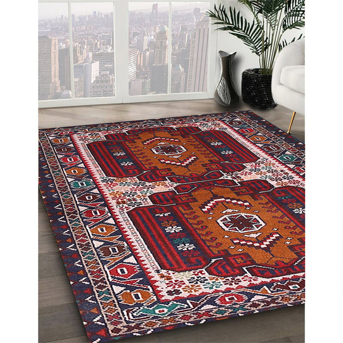 Machine Washable Traditional Saffron Red Rug in a Family Room, wshtr1994