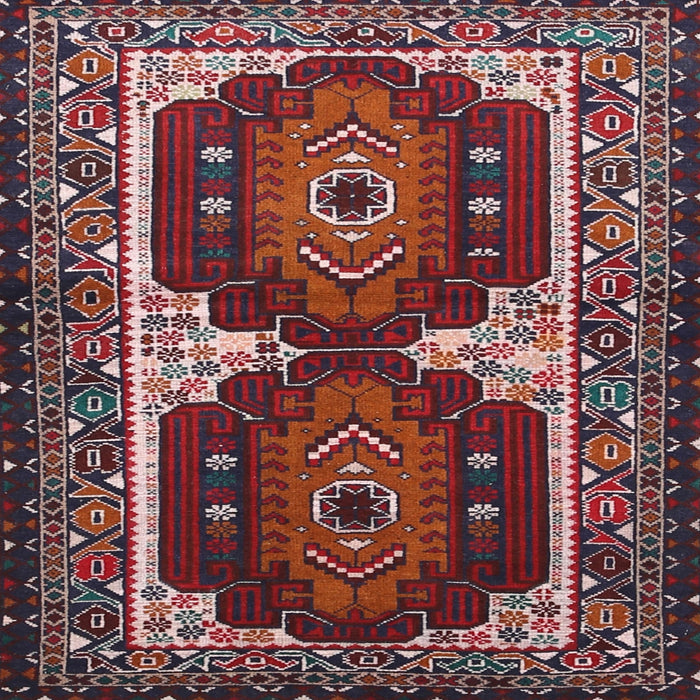 Square Traditional Saffron Red Persian Rug, tr1994