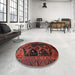 Round Traditional Chestnut Brown Persian Rug in a Office, tr1996