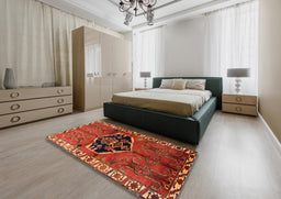 Traditional Red Persian Rug in a Bedroom, tr1997