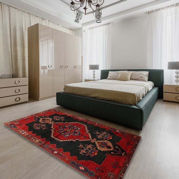 Traditional Bakers Brown Persian Rug in a Bedroom, tr1998