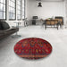 Round Machine Washable Traditional Red Rug in a Office, wshtr1999