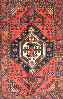 Machine Washable Traditional Rust Pink Rug, wshtr199