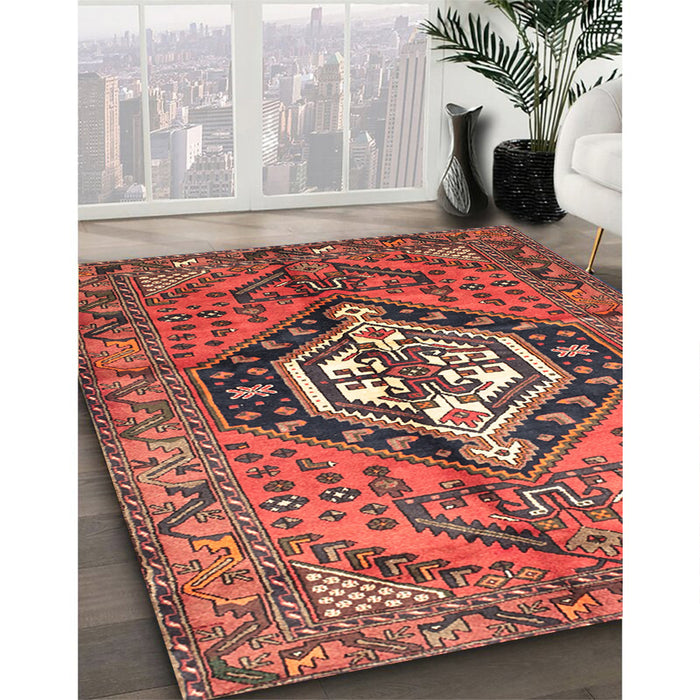 Machine Washable Traditional Rust Pink Rug in a Family Room, wshtr199