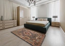 Traditional Camel Brown Medallion Rug in a Bedroom, tr19