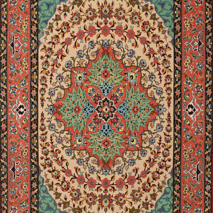 Machine Washable Traditional Saffron Red Rug, wshtr1