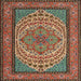 Round Machine Washable Traditional Saffron Red Rug, wshtr1