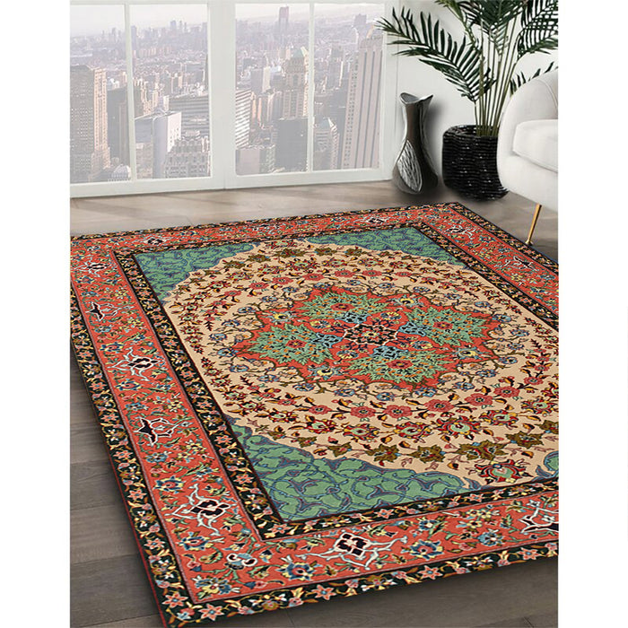 Machine Washable Traditional Saffron Red Rug in a Family Room, wshtr1