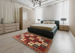 Machine Washable Traditional Tomato Red Rug in a Bedroom, wshtr2001