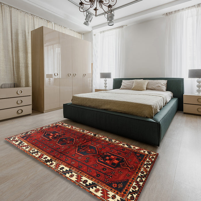 Machine Washable Traditional Chestnut Brown Rug in a Bedroom, wshtr2002