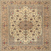 Round Machine Washable Traditional Sienna Brown Rug, wshtr2004