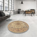 Round Traditional Sienna Brown Persian Rug in a Office, tr2004