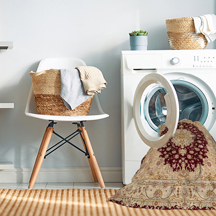 Machine Washable Traditional Fire Brick Red Rug in a Washing Machine, wshtr2005
