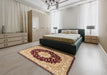Traditional Fire Brick Red Persian Rug in a Bedroom, tr2005