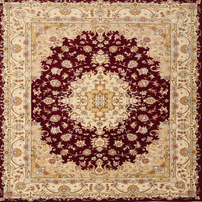 Round Machine Washable Traditional Fire Brick Red Rug, wshtr2005