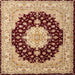 Round Machine Washable Traditional Fire Brick Red Rug, wshtr2005