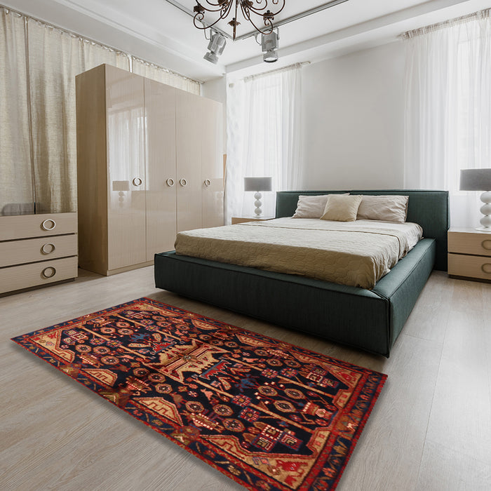 Traditional Saffron Red Persian Rug in a Bedroom, tr2007