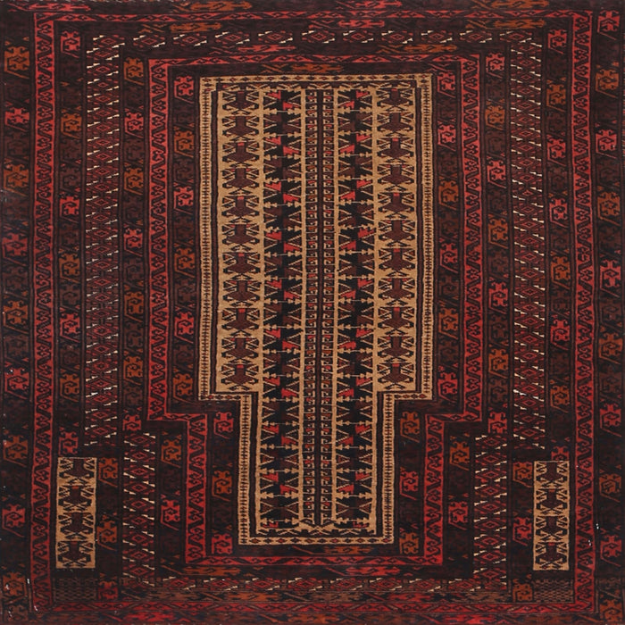Square Traditional Red Brown Southwestern Rug, tr2009