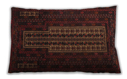 Traditional Classic Rectangular Red Brown Lumbar Throw Pillow, 13 inch by 19 inch, lbtr2009