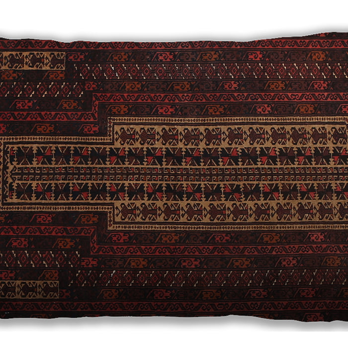 Traditional Classic Rectangular Red Brown Lumbar Throw Pillow, 13 inch by 19 inch, lbtr2009
