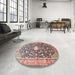 Round Machine Washable Traditional Light French Beige Brown Rug in a Office, wshtr200