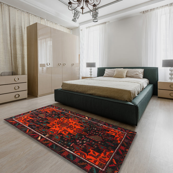 Machine Washable Traditional Milk Chocolate Brown Rug in a Bedroom, wshtr2010