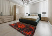 Traditional Chocolate Brown Persian Rug in a Bedroom, tr2010
