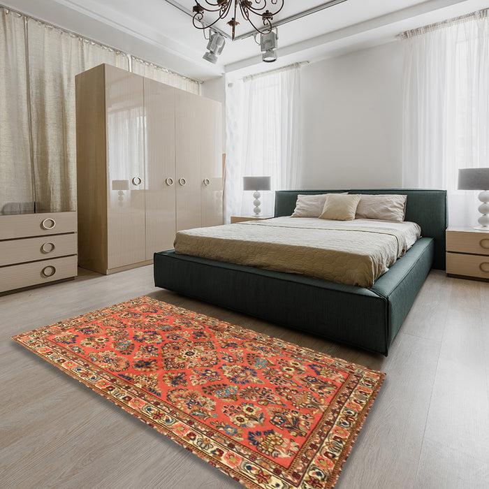 Traditional Red Persian Rug in a Bedroom, tr2011