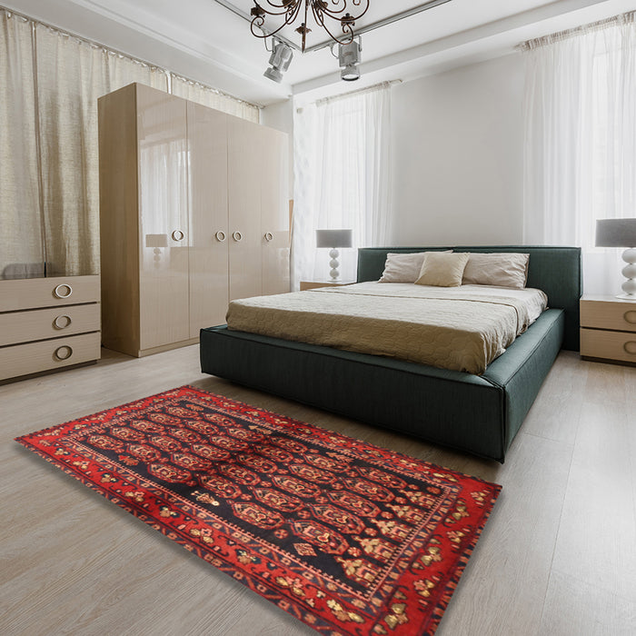 Traditional Red Persian Rug in a Bedroom, tr2012