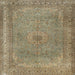 Square Traditional Brownish Green Persian Rug, tr2013