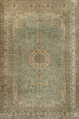 Machine Washable Traditional Brown Green Rug, wshtr2013