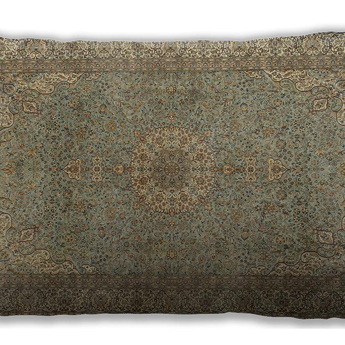 Traditional Classic Rectangular Brown Green Lumbar Throw Pillow, 13 inch by 19 inch, lbtr2013