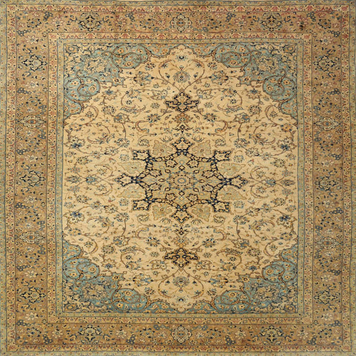 Round Machine Washable Traditional Light Brown Rug, wshtr2014