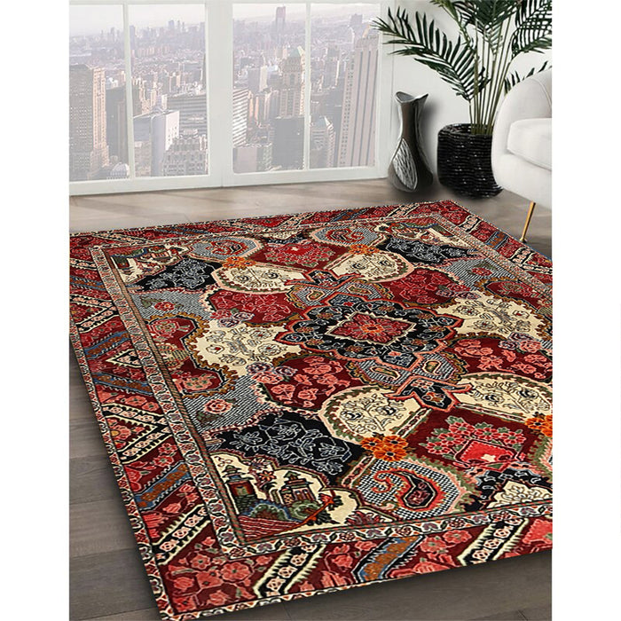 Traditional Saffron Red Persian Rug in Family Room, tr2016