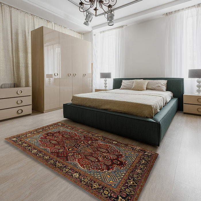 Traditional Red Persian Rug in a Bedroom, tr2020