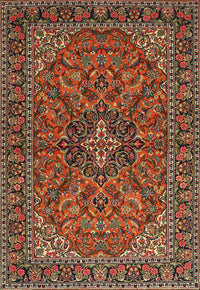 Machine Washable Traditional Saffron Red Rug, wshtr2021