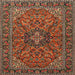 Square Traditional Saffron Red Persian Rug, tr2021